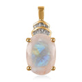 Premium Rainbow Moonstone and Diamond Pendant in Vermeil Yellow Gold Over Sterling Silver 6.00 ctw
