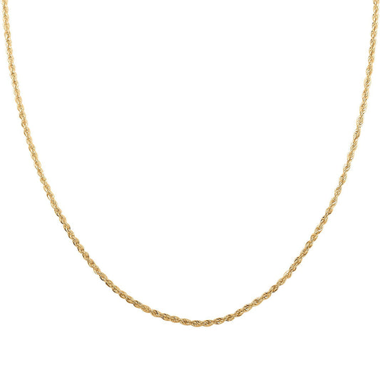 10K Yellow Gold 1.5mm Rope Necklace 18 Inches 1.10 Grams