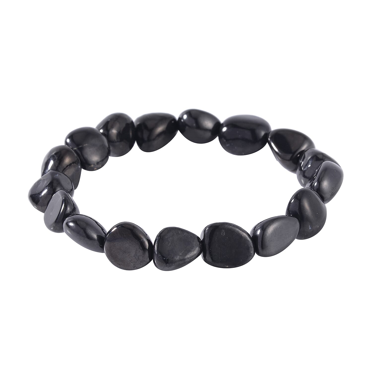 Shungite Tumbled Beaded Stretch Bracelet 85.00 ctw