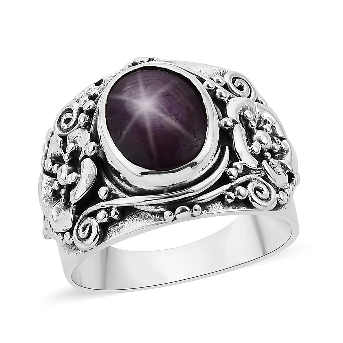 Bali Legacy Indian Star Ruby Ring in Sterling Silver (Size 10.0) 6.35 ctw