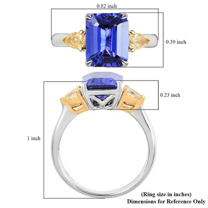Modani 14K White and Yellow Gold Tanzanite and SI2 Natural Yellow Diamond Ring 3.60 ctw (Del. in 15-20 Days)