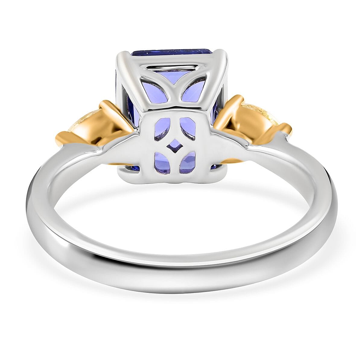 Modani 14K White and Yellow Gold Tanzanite and SI2 Natural Yellow Diamond Ring 3.60 ctw (Del. in 15-20 Days)