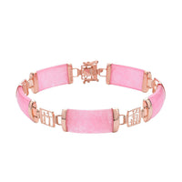 Pink Jade Station Bracelet in 14K RG Over Sterling Silver (6.50 In) 42.00 ctw