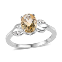 Brazilian Citrine and White Zircon Ring in Platinum Over Sterling Silver (Size 6.0) 1.15 ctw