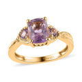 Rose De France Amethyst 3 Stone Ring in Vermeil Yellow Gold Over Sterling Silver (Size 6.0) 1.50 ctw - Sticky add to cart bar