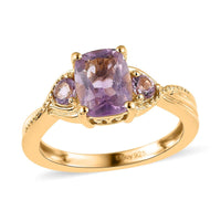 Rose De France Amethyst 3 Stone Ring in Vermeil Yellow Gold Over Sterling Silver (Size 6.0) 1.50 ctw