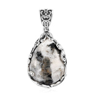 Artisan Crafted White Buffalo Pendant in Sterling Silver 14.65 ctw