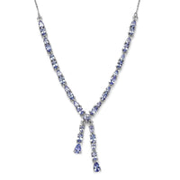 D'Joy Tanzanite 6.50 ctw 18 Inch Drop Necklace in Platinum Over Sterling Silver, Tanzanite Jewelry, Birthday Anniversary Wedding Gift For Her