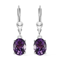 Premium Uruguayan Amethyst Lever Back Earrings in Platinum Over Sterling Silver 2.40 ctw