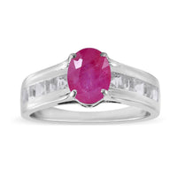 Premium Mozambique Ruby and White Topaz Ring in Platinum Over Sterling Silver 2.50 ctw