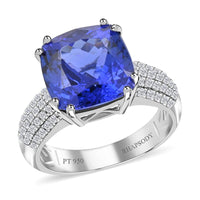 Certified Rhapsody 950 Platinum AAAA Tanzanite, Diamond (E-F, VS) Solitaire Ring (9 g) (Del. in 5-7 Days) 5.00 ctw