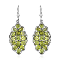 Premium Peridot Floral Lever Back Earrings in Platinum Over Sterling Silver 9.90 ctw