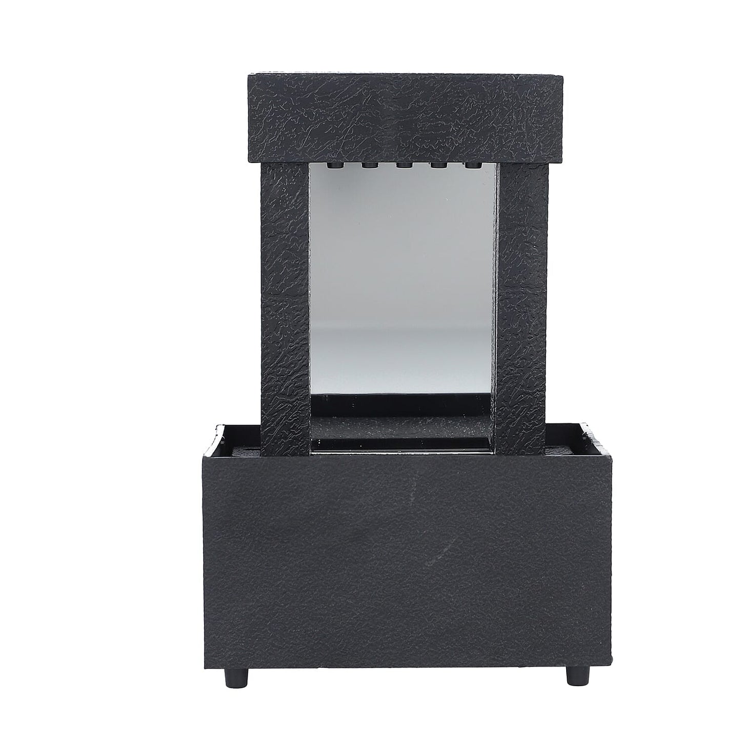 Black Mini Waterfalls Water Fountain with LED Light (4.33"x3.54"x6.69") (2xAA Battery Not Incclude)