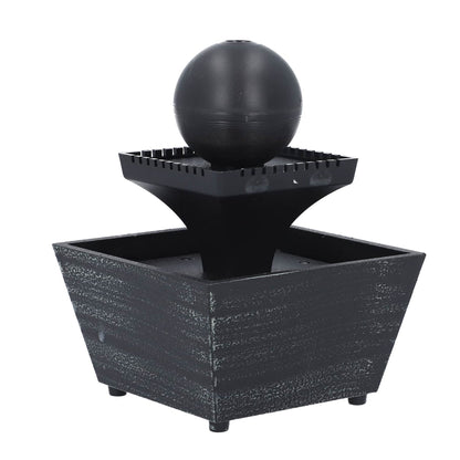 Black Mini Waterfalls Water Fountain with LED Light (4.33"x3.54"x6.69") (2xAA Battery Not Incclude)