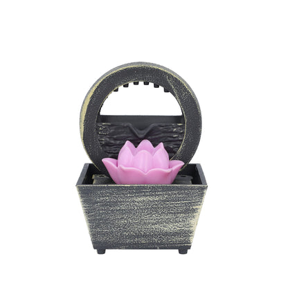 Black Mini Waterfalls Water Fountain with LED Light (4.33"x3.54"x6.69") (2xAA Battery Not Incclude)