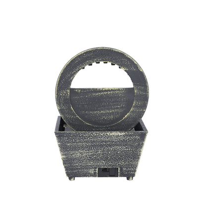 Black Mini Waterfalls Water Fountain with LED Light (4.33"x3.54"x6.69") (2xAA Battery Not Incclude)