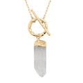 Crystal Point Pendant Necklace in Goldtone 34 Inches - Sticky add to cart bar