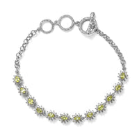 D'Joy Premium Sava Sphene and White Zircon Toggle Clasp Bracelet in Platinum Over Sterling Silver (6.50-8.0In) 4.60 ctw