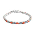 Boulder Opal Triplet and Mediterranean Coral Tennis Bracelet in Rhodium Over Sterling Silver (7.25 In) 7.25 ctw - Sticky add to cart bar