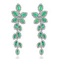 AAA Kagem Emerald and White Zircon Leaves Dangle Earring in Rhodium Over Sterling Silver 3.70 ctw - Sticky add to cart bar