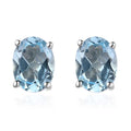 Sky Blue Topaz Solitaire Stud Earrings in Platinum Over Sterling Silver 2.85 ctw - Sticky add to cart bar