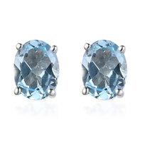 Sky Blue Topaz Solitaire Stud Earrings in Platinum Over Sterling Silver 2.85 ctw