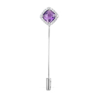 Amethyst and Simulated Diamond Barpin in Sterling Silver 3.25 ctw