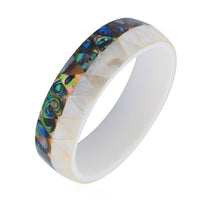 Abalone Inlay Shell With Black Resin Bangle Bracelet (7.50 in)
