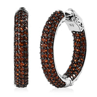 Mozambique Garnet Inside Out Hoop Earrings in Platinum Over Sterling Silver 3.15 ctw