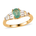 Ethiopian Emerald and Moissanite Ring in Vermeil Yellow Gold Over Sterling Silver 1.00 ctw (Del. in 5-7 Days) - Sticky add to cart bar