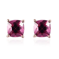 Tanzanian Rhodolite Garnet 1.40 ctw Solitaire Stud Earrings in Vermeil Rose Gold Over Sterling Silver, Rhodolite Garnet Earrings, Garnet Jewelry, Gifts For Her
