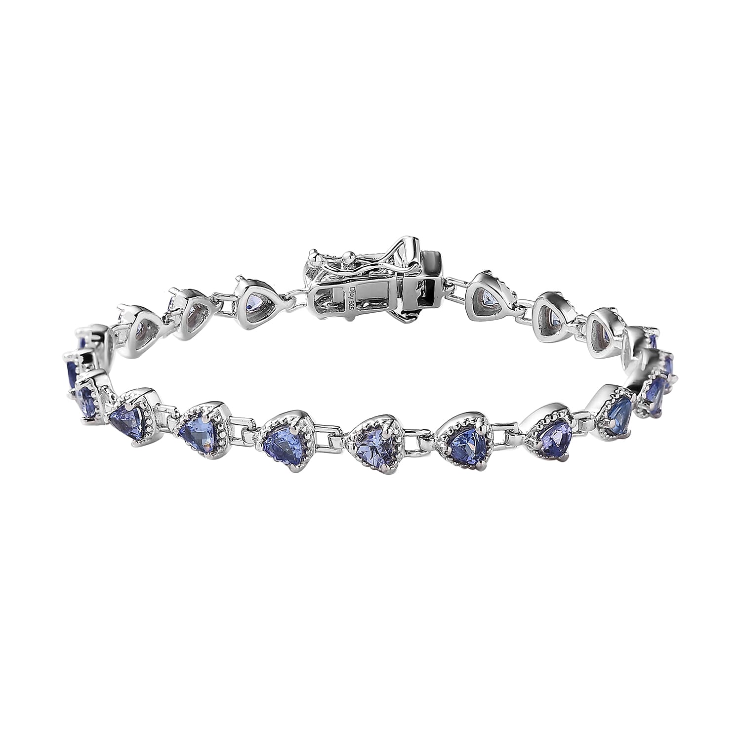 Tanzanite Link Bracelet in Platinum Over Sterling Silver (7.25 In) 3.50 ctw