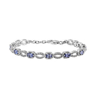 Tanzanite and White Zircon Bracelet in Platinum Over Sterling Silver (6.50 In) 2.50 ctw