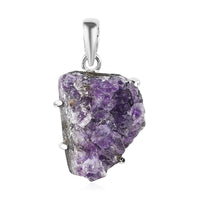 D'Joy Rough Cut Geode Amethyst 34.15 ctw Pendant without Chain in Sterling Silver