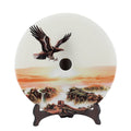Eagle Painted Round Multi Colour Jade with Wood Rack (11.8"x11.8"x0.5") - Sticky add to cart bar