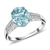 Certified & Appraised Luxoro 14K White Gold AAA Santa Maria Aquamarine and G-H I2 Diamond Ring 2.50 ctw