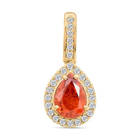 Certified and Appraised Luxoro 14K Yellow Gold AAA Nigerian Spessartite Garnet and G-H I2 Diamond Pendant without Chain 1.75 ctw
