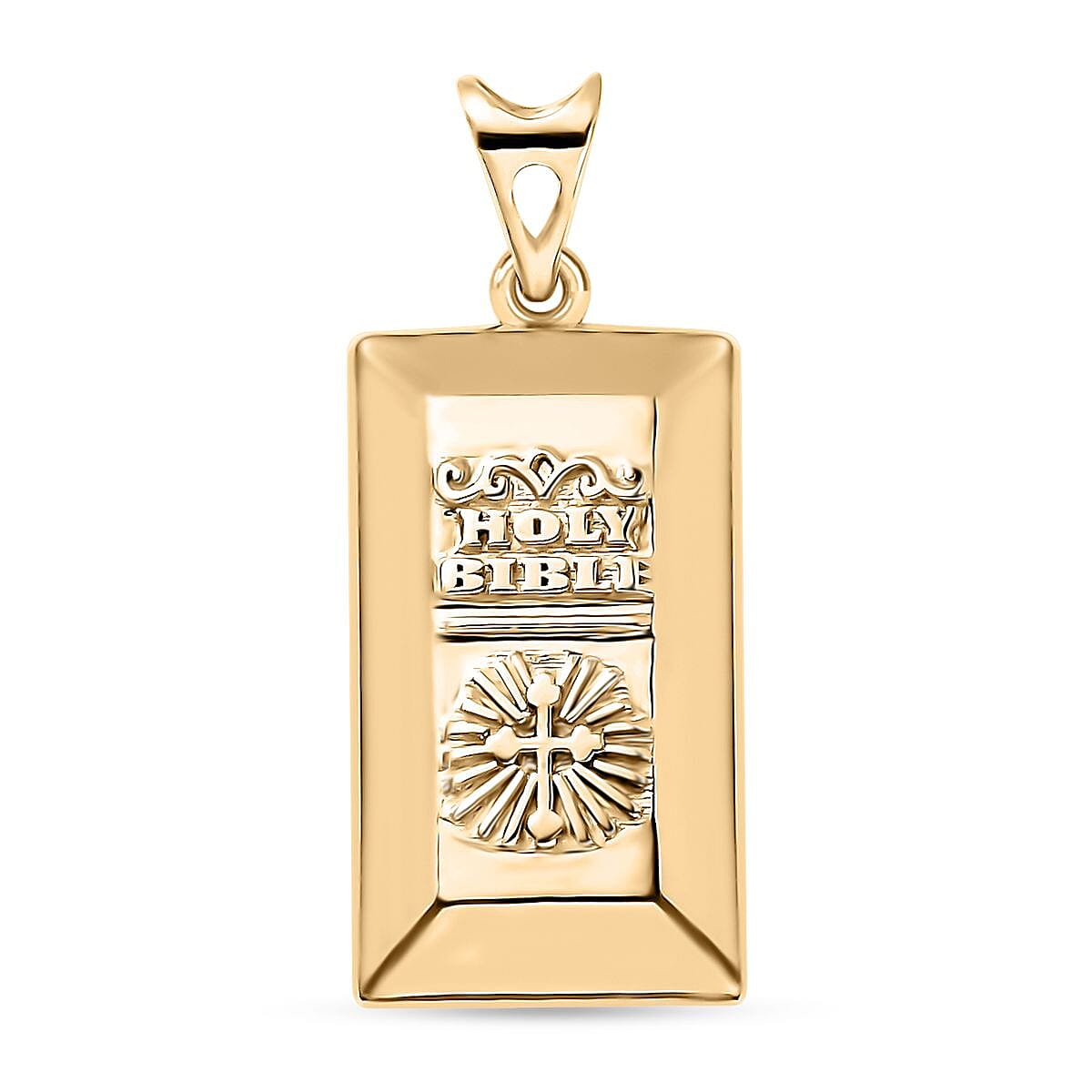 Luxoro 10K Yellow Gold Holy Bible Cross Bar Pendant without Chain 1.65 Grams