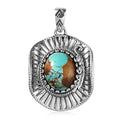 Artisan Crafted Royston Turquoise Cowboy Hat Pendant in Sterling Silver 4.40 ctw