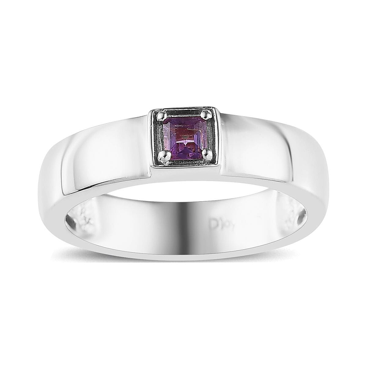 Bolivian Amethyst Solitaire Ring in Platinum Over Sterling Silver (Size 6) 0.15 ctw