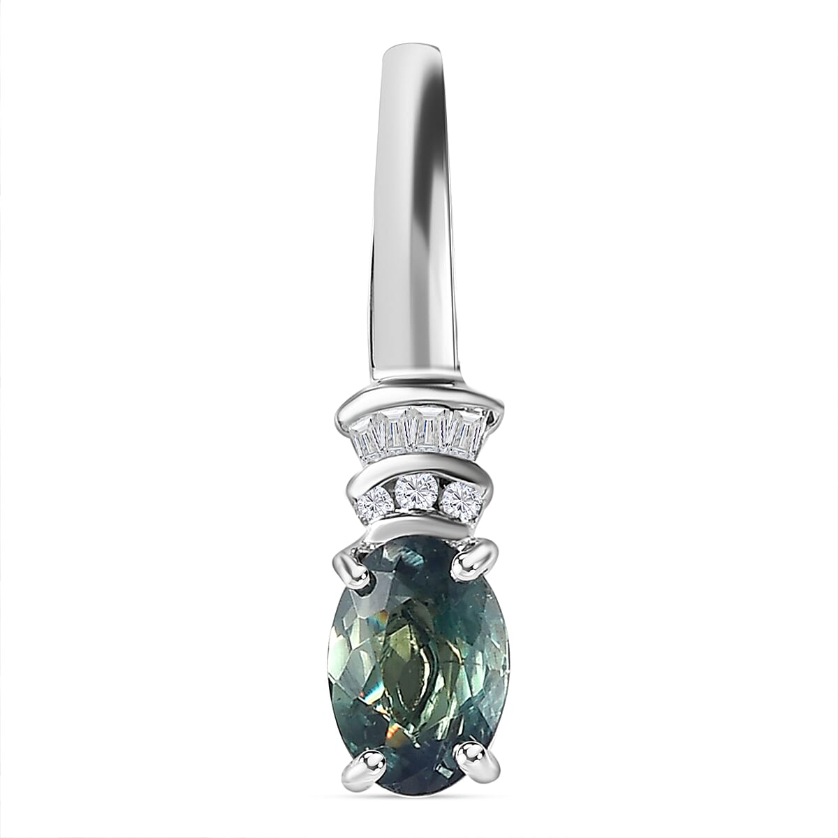 Luxoro 14K White Gold AAA Narsipatnam Alexandrite and G-H I3 Diamond Pendant without Chain 0.80 ctw