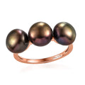 Bronze Freshwater Pearl 3 Stone Ring in 14K Rose Gold Over Sterling Silver (Size 10.0) - Sticky add to cart bar