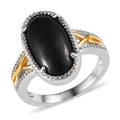 Karis Shungite Solitaire Ring in 18K YG Plated and Platinum Bond (Size 10.0) 3.35 ctw - Sticky add to cart bar