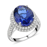 Certified and Appraised Rhapsody 950 Platinum AAAA Tanzanite and E-F VS Diamond Ring (Size 10.0) 9.40 Grams 10.75 ctw
