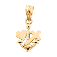 Made in America 10K Yellow Gold Faith, Hope, Love Pendant