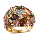 Multi Tourmaline Cluster Ring in Vermeil YG Over Sterling Silver (Size 10.0) 3.75 ctw - Sticky add to cart bar