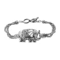 Doorbuster Bali Legacy Sterling Silver Elephant Bracelet (7.25 In) (23.85 g)
