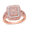 Natural Pink and White Diamond Ring in Vermeil Rose Gold Over Sterling Silver 1.00 ctw - Sticky add to cart bar