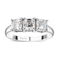 Asscher Cut Moissanite 3 Stone Ring in Platinum Over Sterling Silver (Size 10.0) 2.00 ctw - Sticky add to cart bar