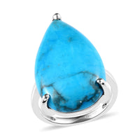 Blue Howlite Solitaire Ring in Sterling Silver (Size 10.0) 16.35 ctw